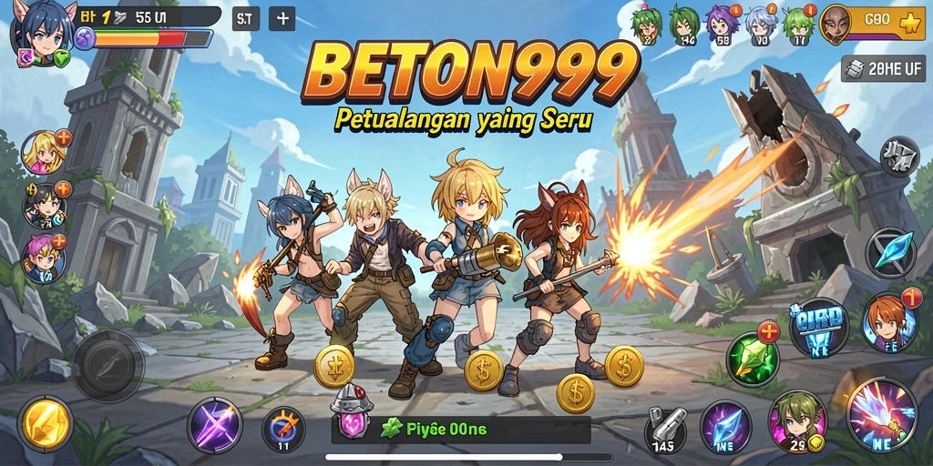 Tampilan menarik dari gameplay BETON999 dengan karakter anime yang dinamis.