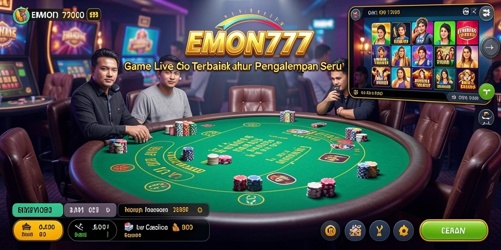 Tampilan menarik dari aplikasi Live Casino EMON777 dengan dealer profesional.