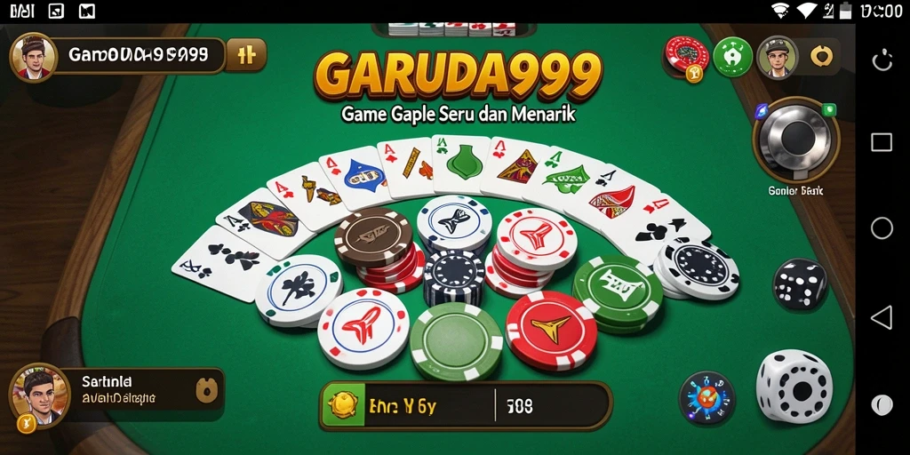Screenshot GARUDA999 menampilkan gameplay seru Gaple dengan multiplayer.