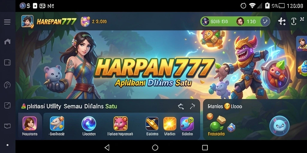 Tangkapan layar utama <strong>HARAPAN777</strong> yang menunjukkan antarmuka aplikasi Utility.