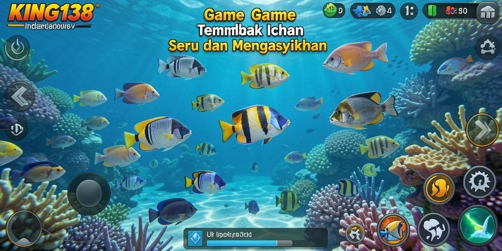 Tampilan gameplay KING138 dengan aksi tembak ikan yang seru.