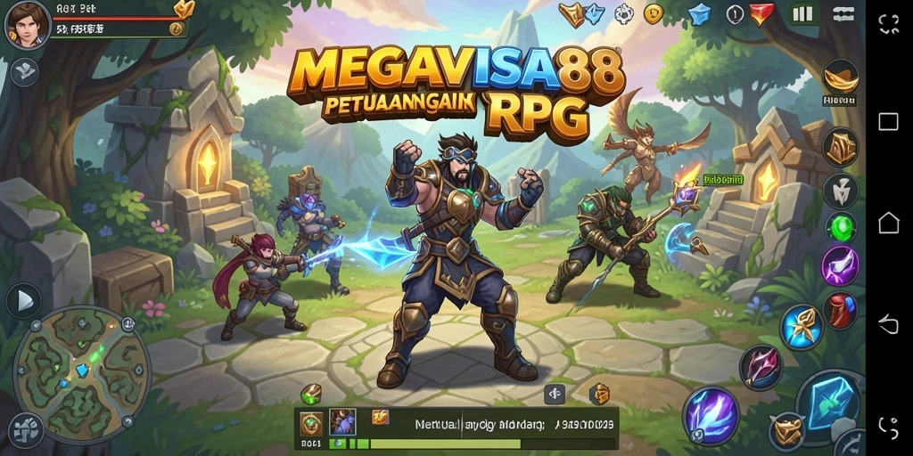 Menampilkan pertarungan epik dalam dunia fantasi RPG.
