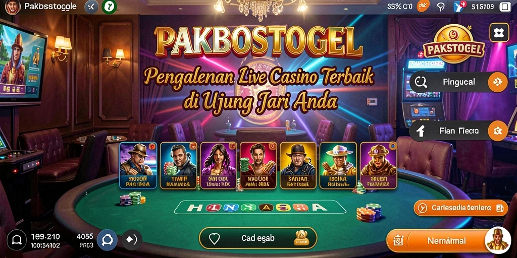Tampilan gameplay PAKBOSTOGEL yang mengasyikkan dengan dealer langsung.