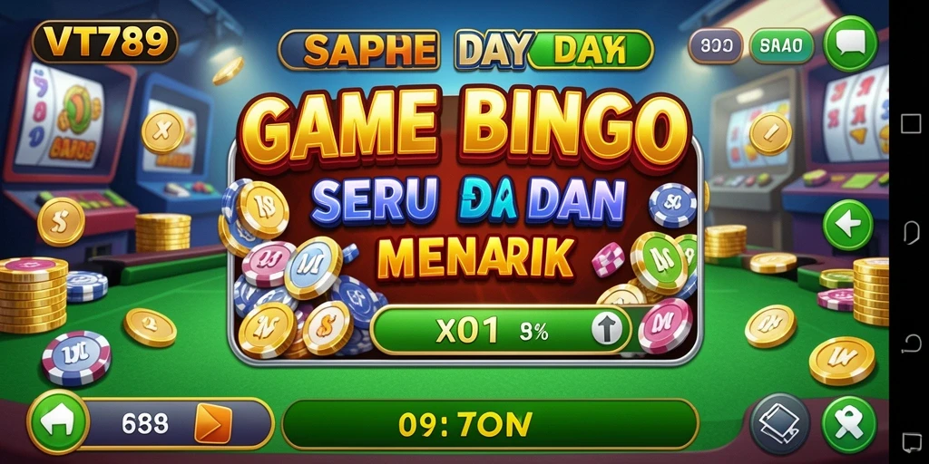Gameplay seru Bingo di VT789 dengan kartu menarik.
